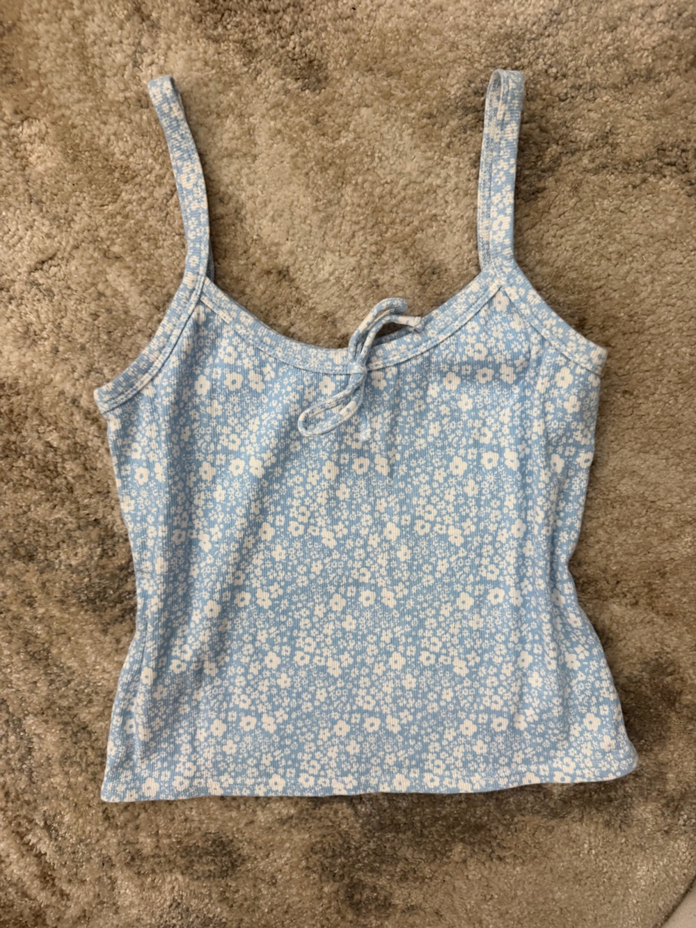 Light Blue Floral Bow Tank Top